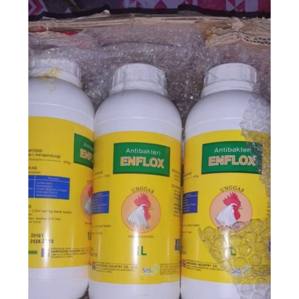 Enflox 1L Antibakteri pada unggas crd / snot / dan mengatasi masalah pencernaan