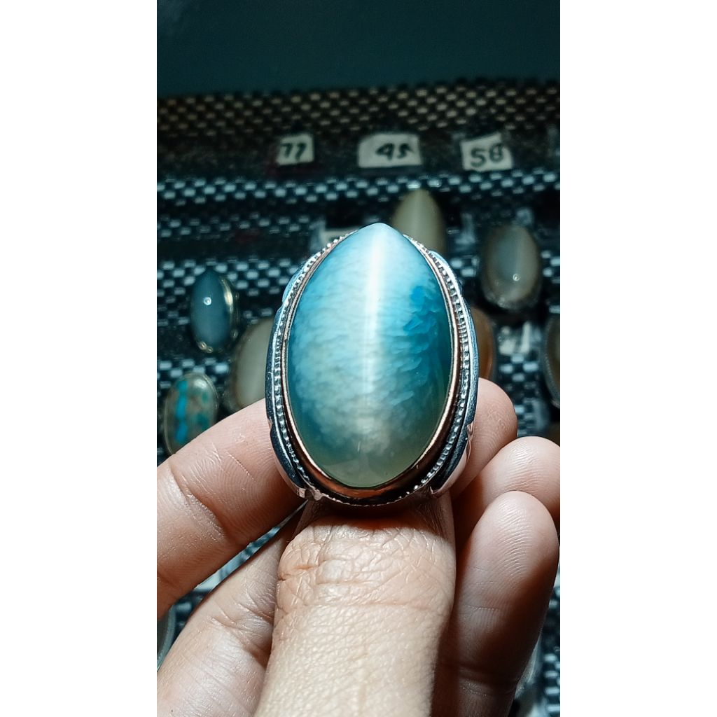 cincin batu pandan biru langit
