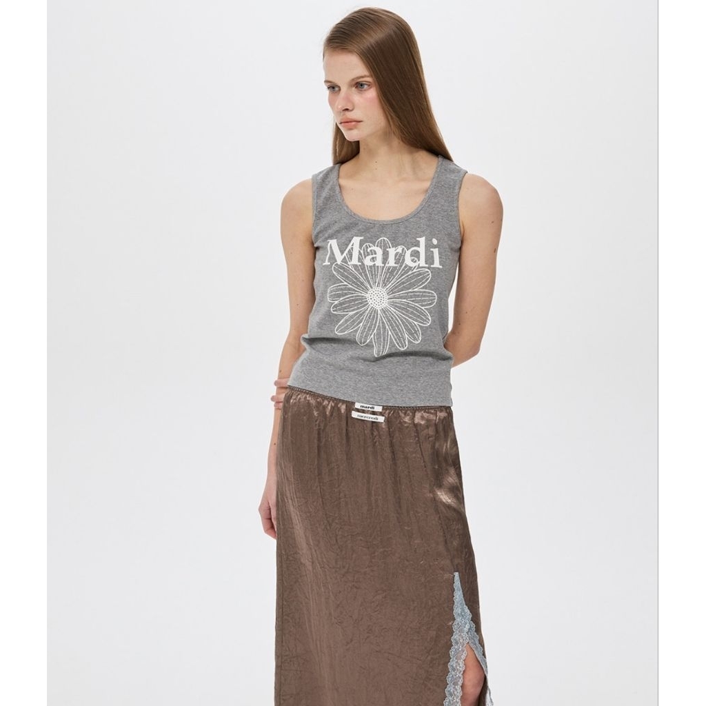 Mardi mercredi TANK SCOOP NECK FLOWERMARDI_GREY WHITE