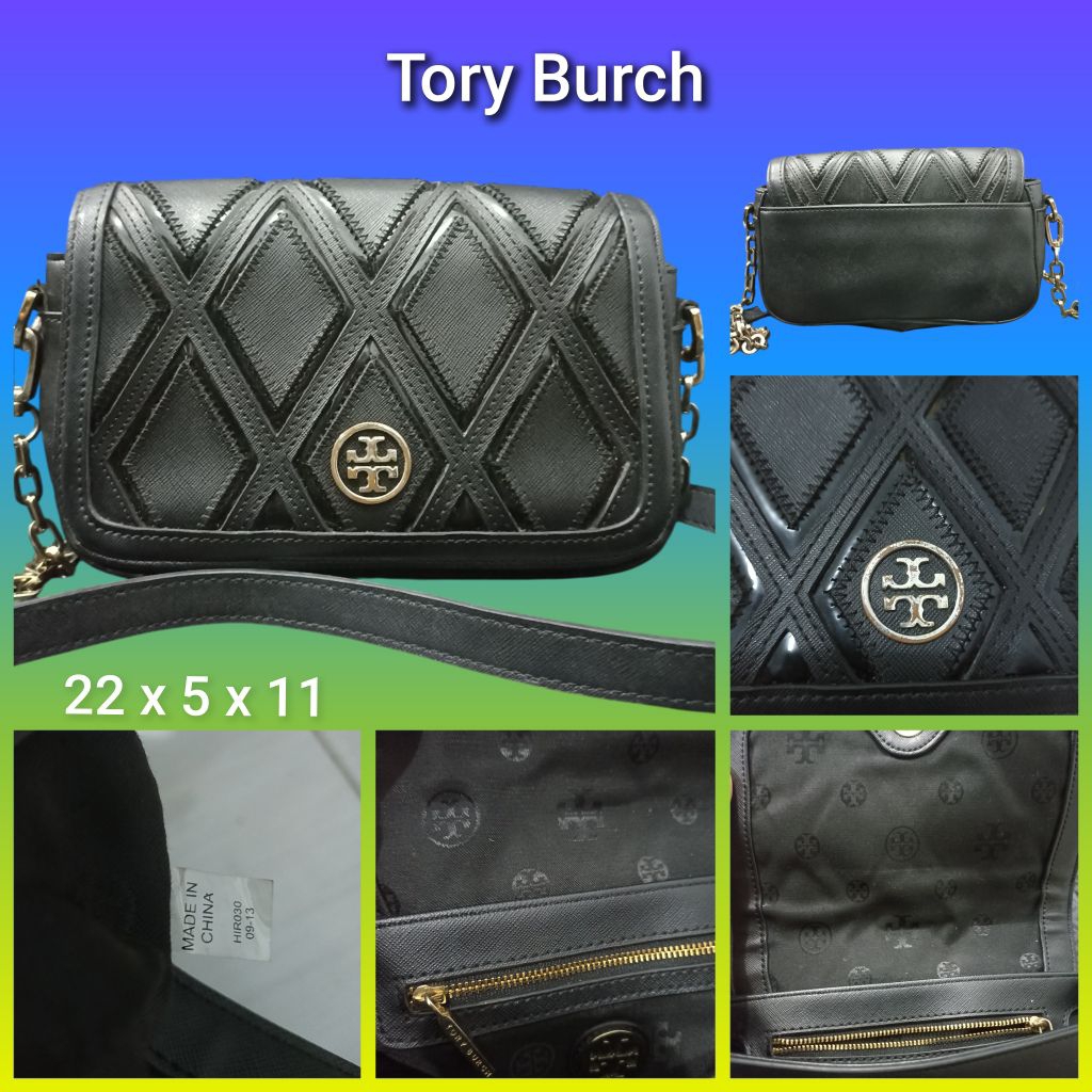 tas slempang sling bag tori burch hitam sz 22*5*11