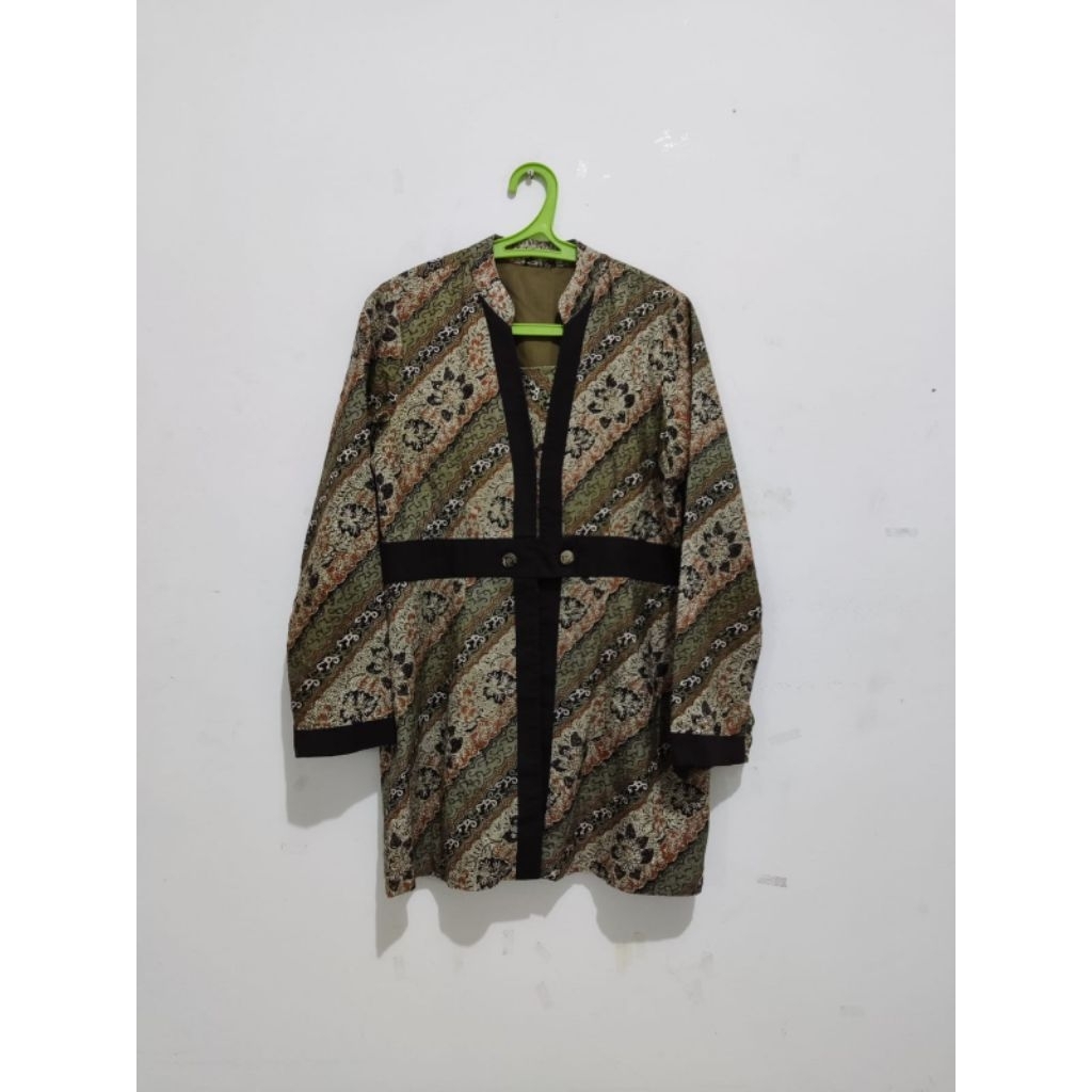 Kemeja wanita / atasan  batik kutu baru hijau army