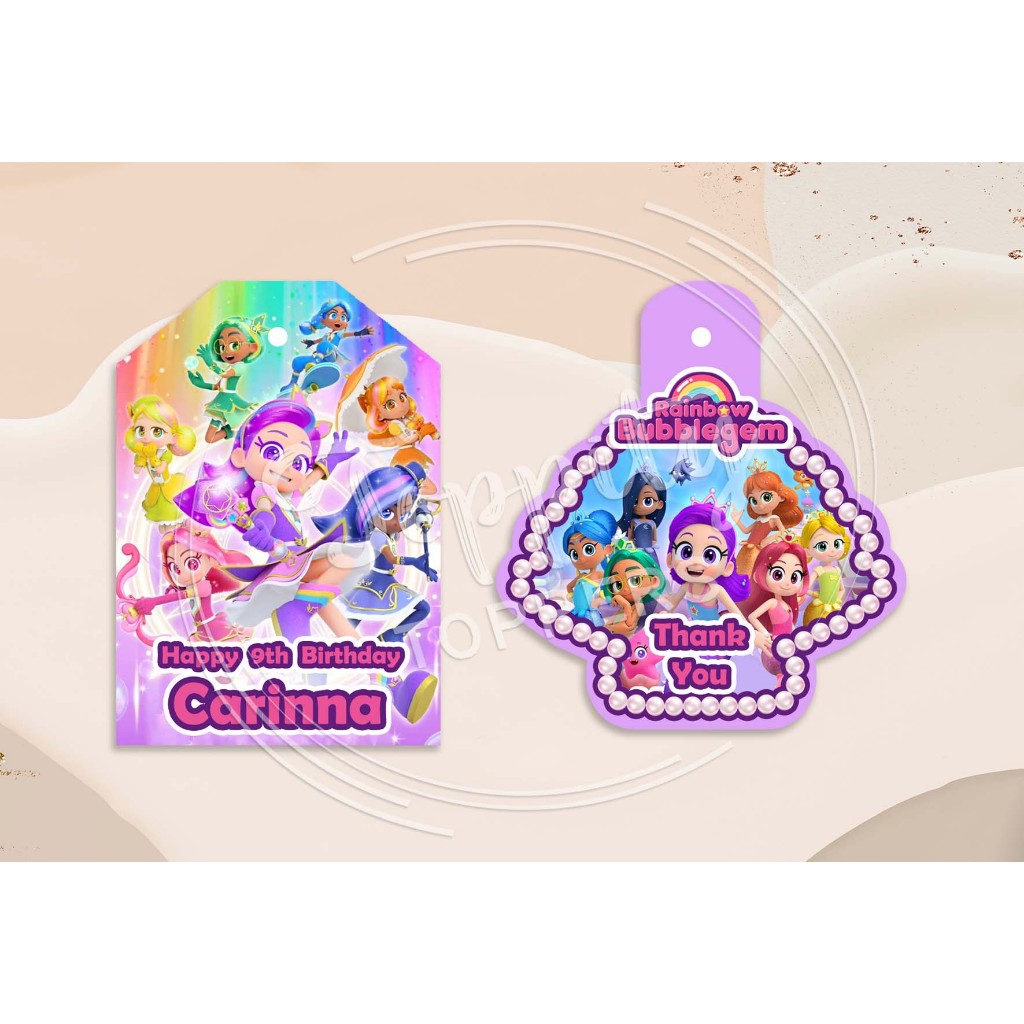 Tag birthday ulang tahun Rainbow Bubble Gem