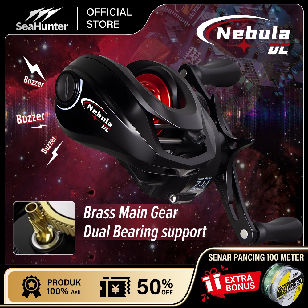 SeaHunter Nebula DC Reel BC Pancing Grar Ratio 7.1:1,Bunyi zing Bearings 6+1,Max Drag 5kg,Digital Co