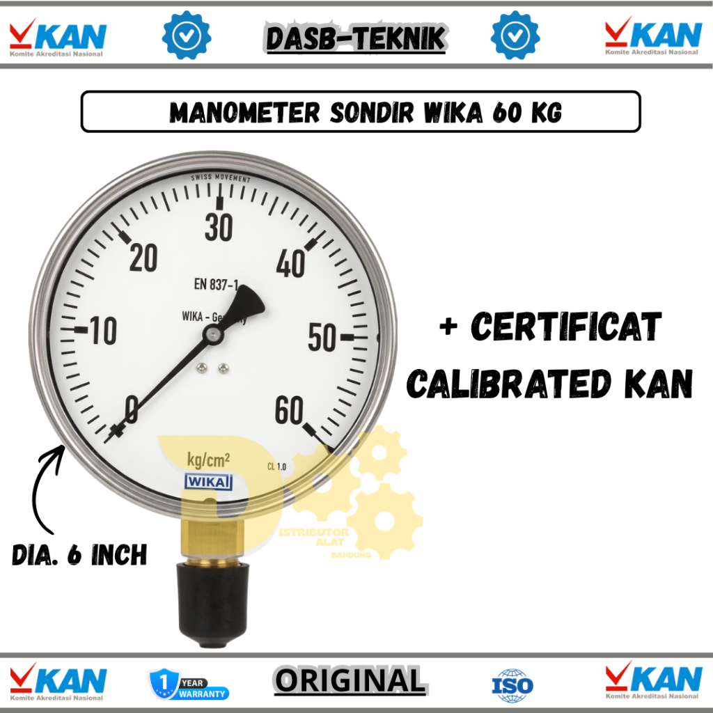 Manometer Sondir WIKA 6 Inch 60kg & 250kg + Sertifikat Kalibrasi KAN