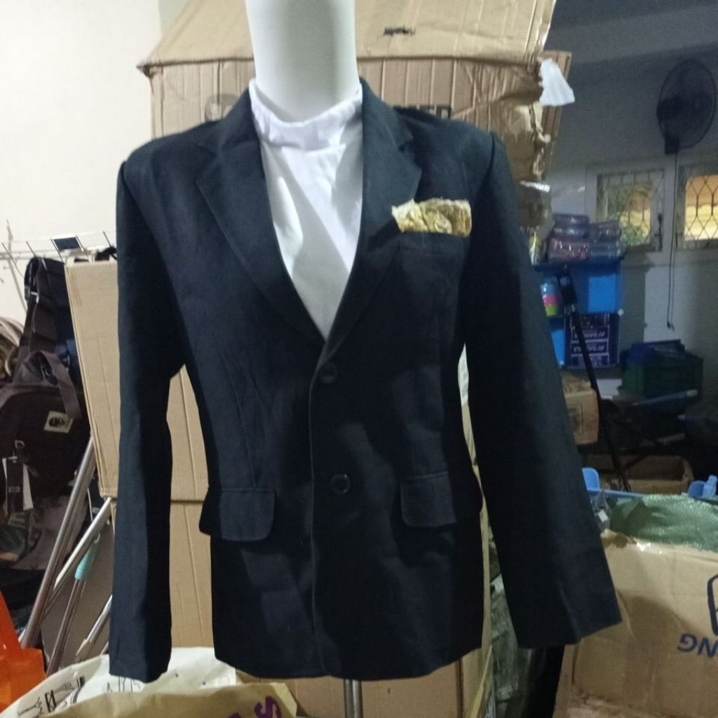 Blouse wanita Blazer hitam outer kemeja hem baju kerja kantor elegan anggun