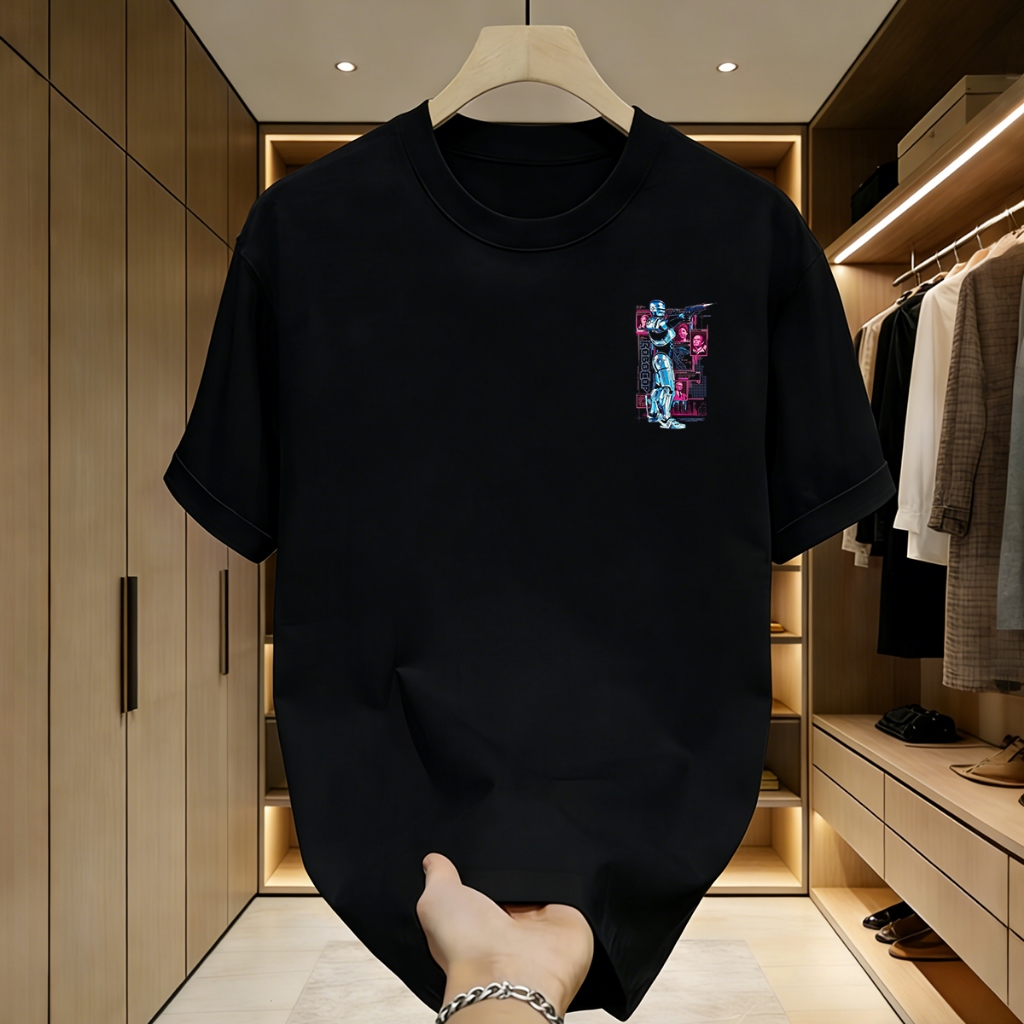 Kaos Pria Robot Keren - Desain Cyberpunk Retro - Kaos Pria Dewasa - Kaos Distro Streetwear