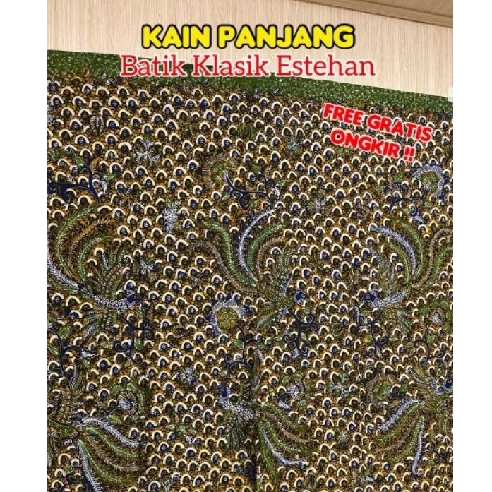 KAIN BATIK TULIS LASEM, SERIAN CENDOL DAWET, MOTIF GUNUNG RINGGIT KOMBINASI BURUNG HONG, 100% FULL T