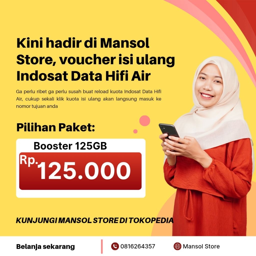 Voucher Paket Data Indosat Hifi Air 125GB 30Hari / Kuota Internet Indosat