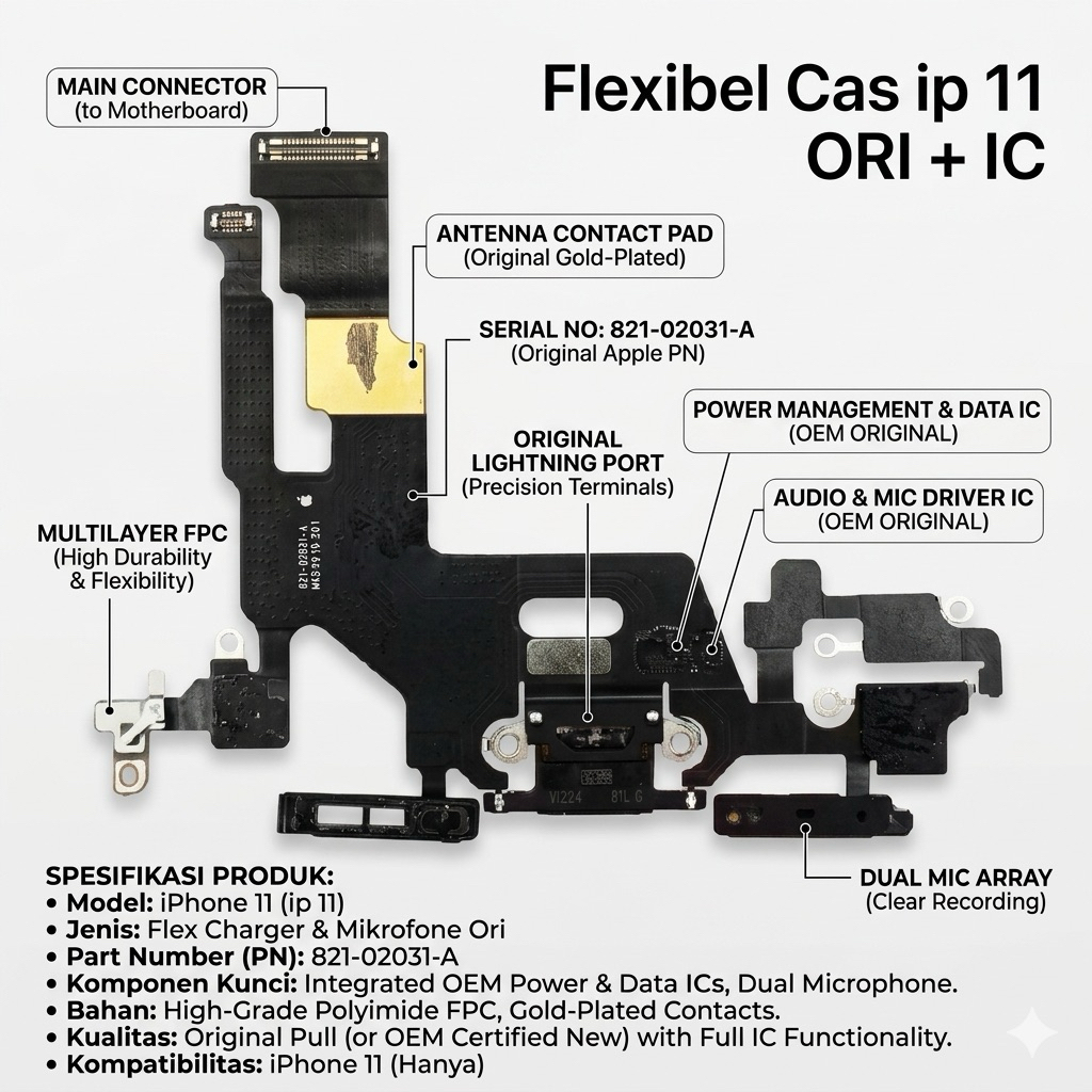 Flexible charger iphone 11 konektor cas papan cas iphone 11 board charger connector original  KUALIT