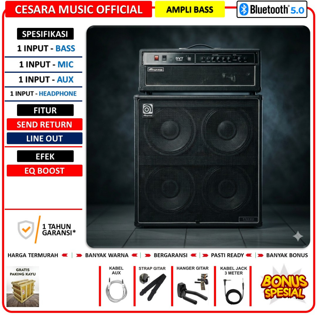 Ampli Bass 4x12 Inch Bluetooth AMPEG Head Cabinet bisa untuk karaoke termurah bergaransi