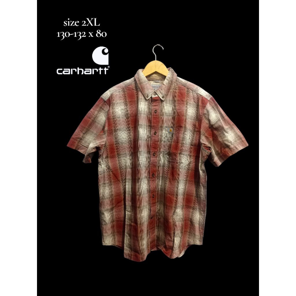 baju kemeja lengan pendek carhartt dark barn red sz 2XL