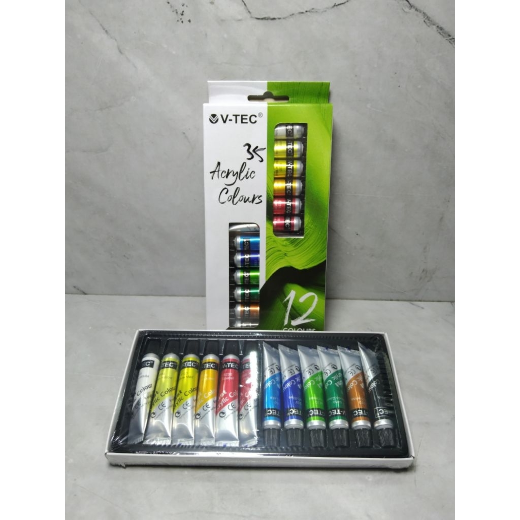 CAT ACRYLIC V-TEC ISI 12 WARNA / CAT AIR / CAT LUKISAN - V-TEC