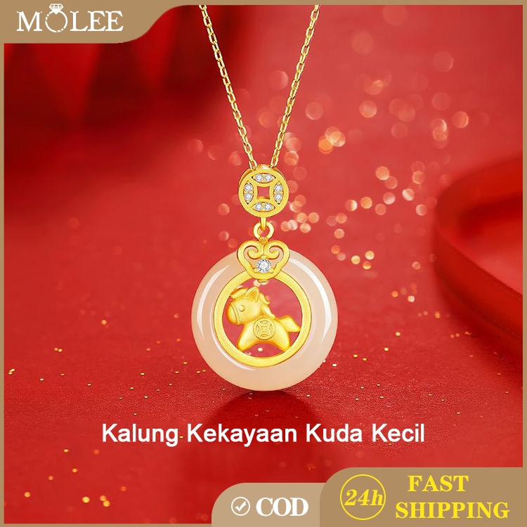 Kalung Liontin Koin Damai Wanita Model Terbaru 2026 Pembawa Keberuntungan Gaya Shio Perak S925 Giok 