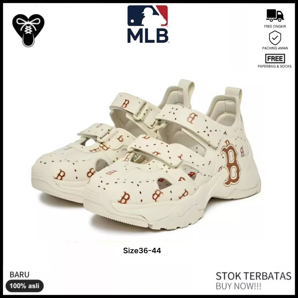 Sepatu Sandal MLB Bigball Chunky B Yankees Mask Cream