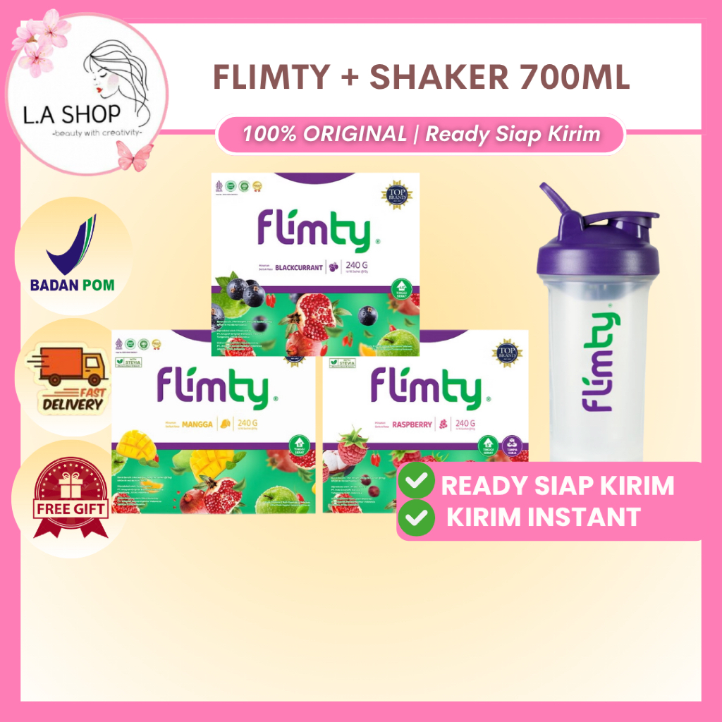 Flimty Blackcurrant Raspberry Mangga dan Shaker Bahan Tebal Kokoh Ready Makassar