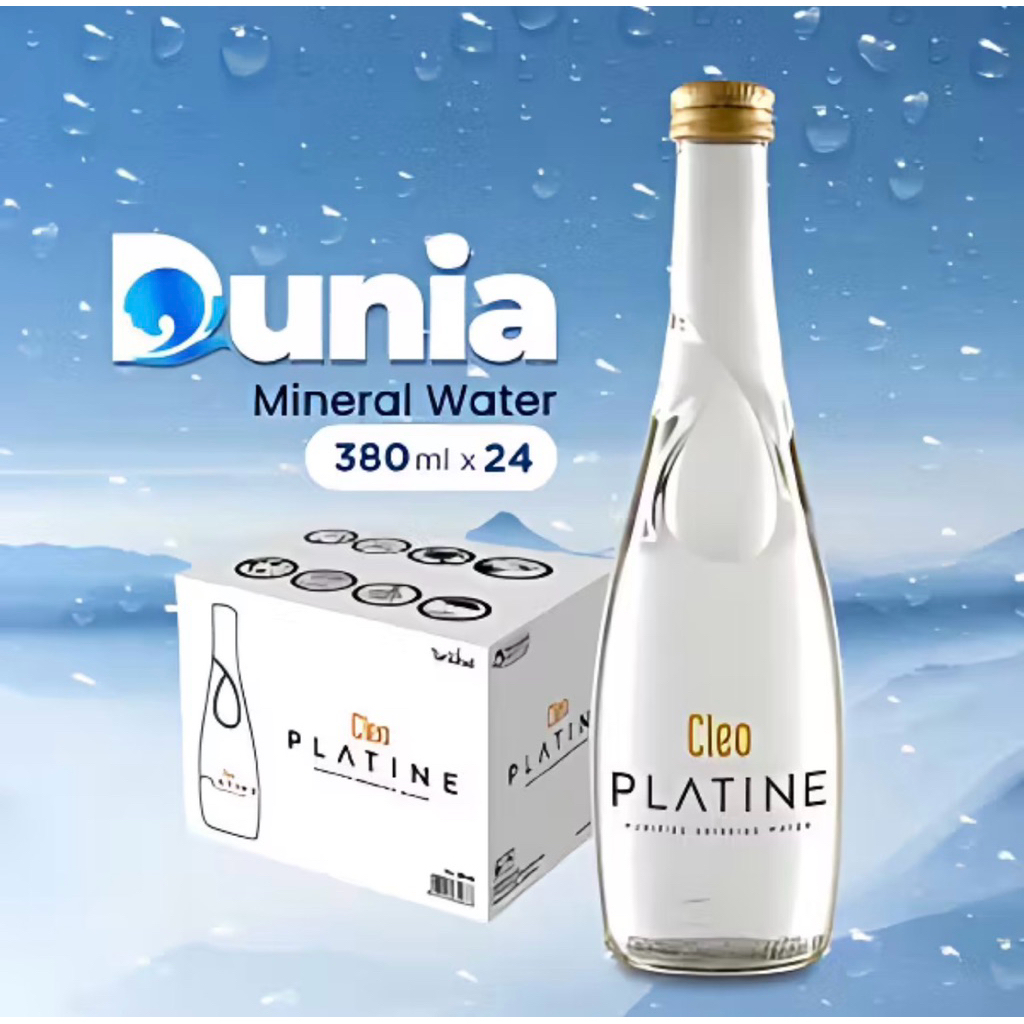 Cleo Platine 380ml Natural Mineral Water [ Dus isi 12 Botol Kaca ]