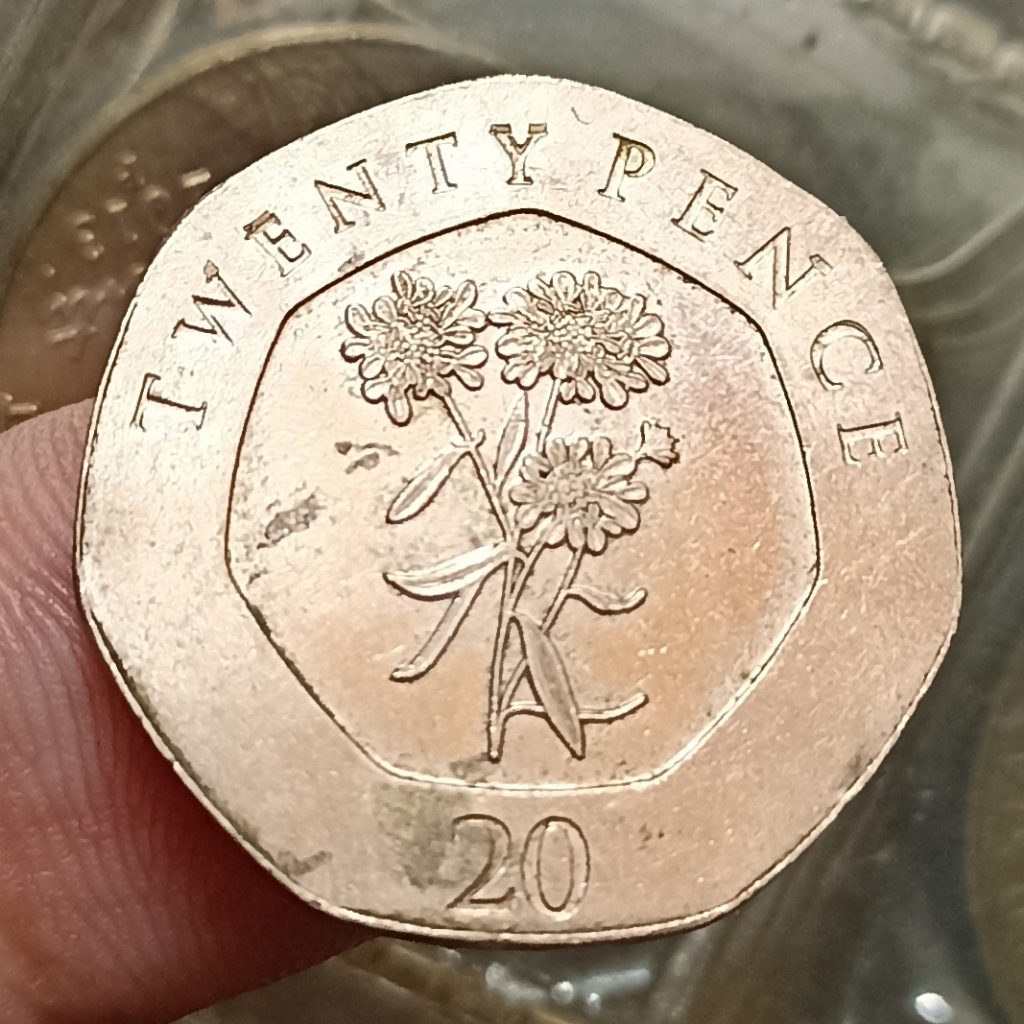 Koin Kuno Gibraltar (British Overseas Territories) 20 Pence - Elizabeth II Candytuft Flower