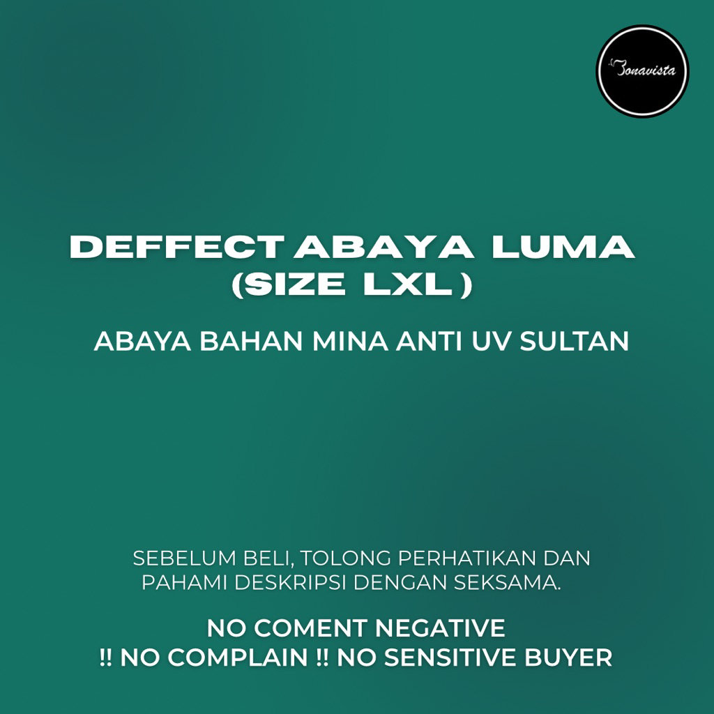Bonavista -  DEFFECT ABAYA LUMA (size LXL)  Abaya Mina anti uv by sultan abaya mina by sultan