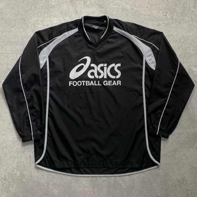 Vintage Asics Black Pull Over Windbreaker Training Jersey