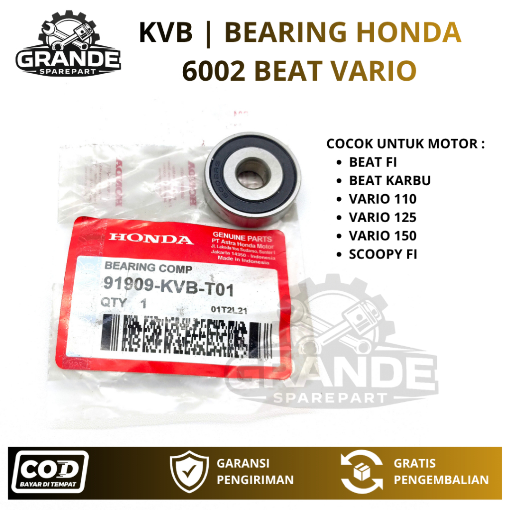 6002 BEARING HONDA BEARING BAK CVT BEAT FI / BEAT KARBU / VARIO 110 125 / VARIO 150 / LAHAR / LAHER