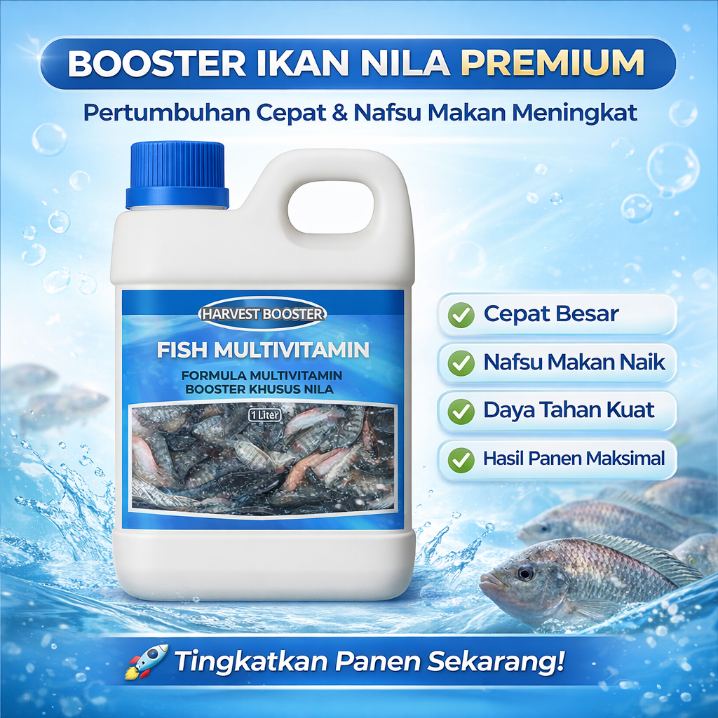 BOOSTER Vitamin Ikan Nila agar cepat besar , Vitamin Probiotik Ikan Nila, Vitamin booster ikan Nila 