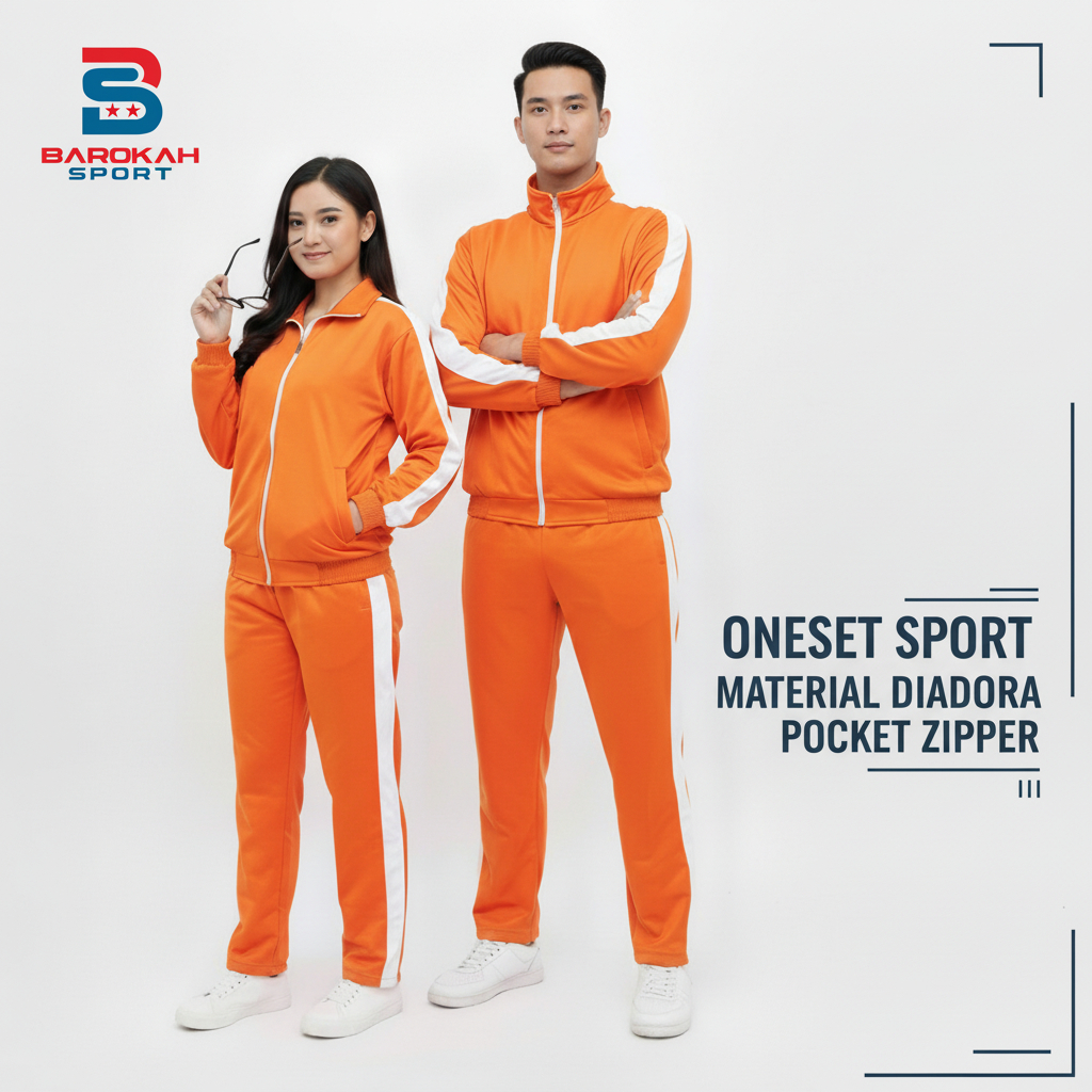 HM Barokah - Setelan Jaket Celana Olahraga Pria Wanita One set Seragam Olahraga Laki Laki Perempuan 