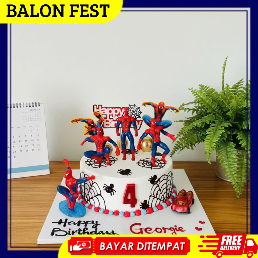 Cake Topper Kue Tema Spiderman Mini Hiasan Kue Ulang Tahun Tema Superhero Karakter Spiderman