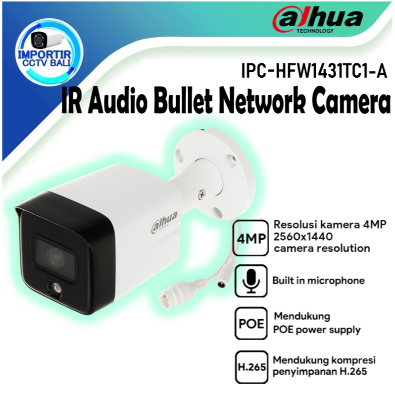 DAHUA IPC-HFW1431TC1-A 4MP IR Audio Bullet Network Camera
