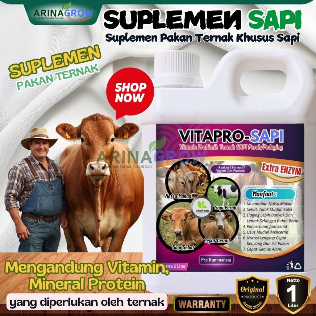 Obat penggemuk Sapi/ Vitamin penggemuk Sapi paling cepat/Jamu Sapi penggemuk Sapi INTERFARM 1 liter