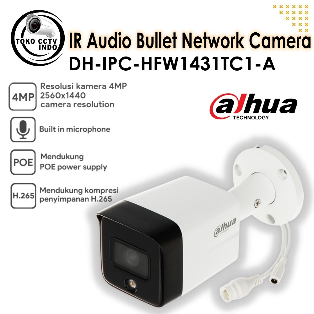 DAHUA IPC-HFW1431TC1-A 4MP IR Audio Bullet Network Camera