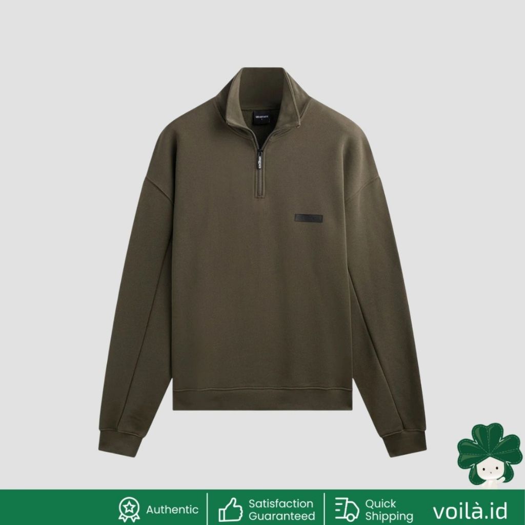 Sweatshirt Half Zip Label Military
