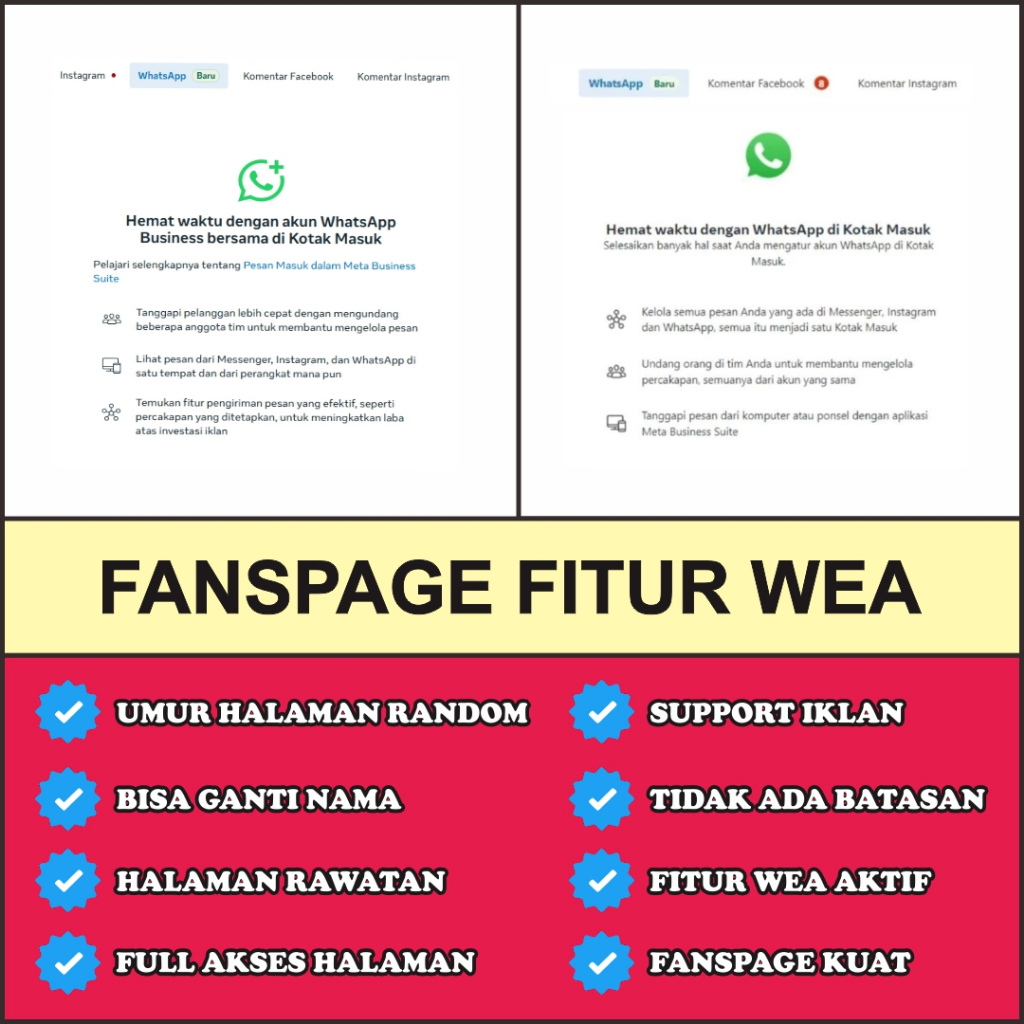 Fanspage Rawatan & Fitur W4 | Halaman FB Bergaransi Siap Iklan Support Semua Jenis FB