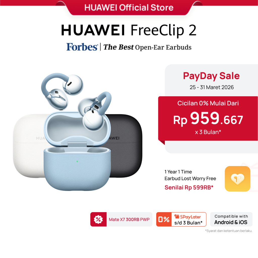 [PayDay Voucher s/d 15%] HUAWEI FreeClip 2 TWS Earphone l Unique C-bridge Design l Adaptive Open-ear