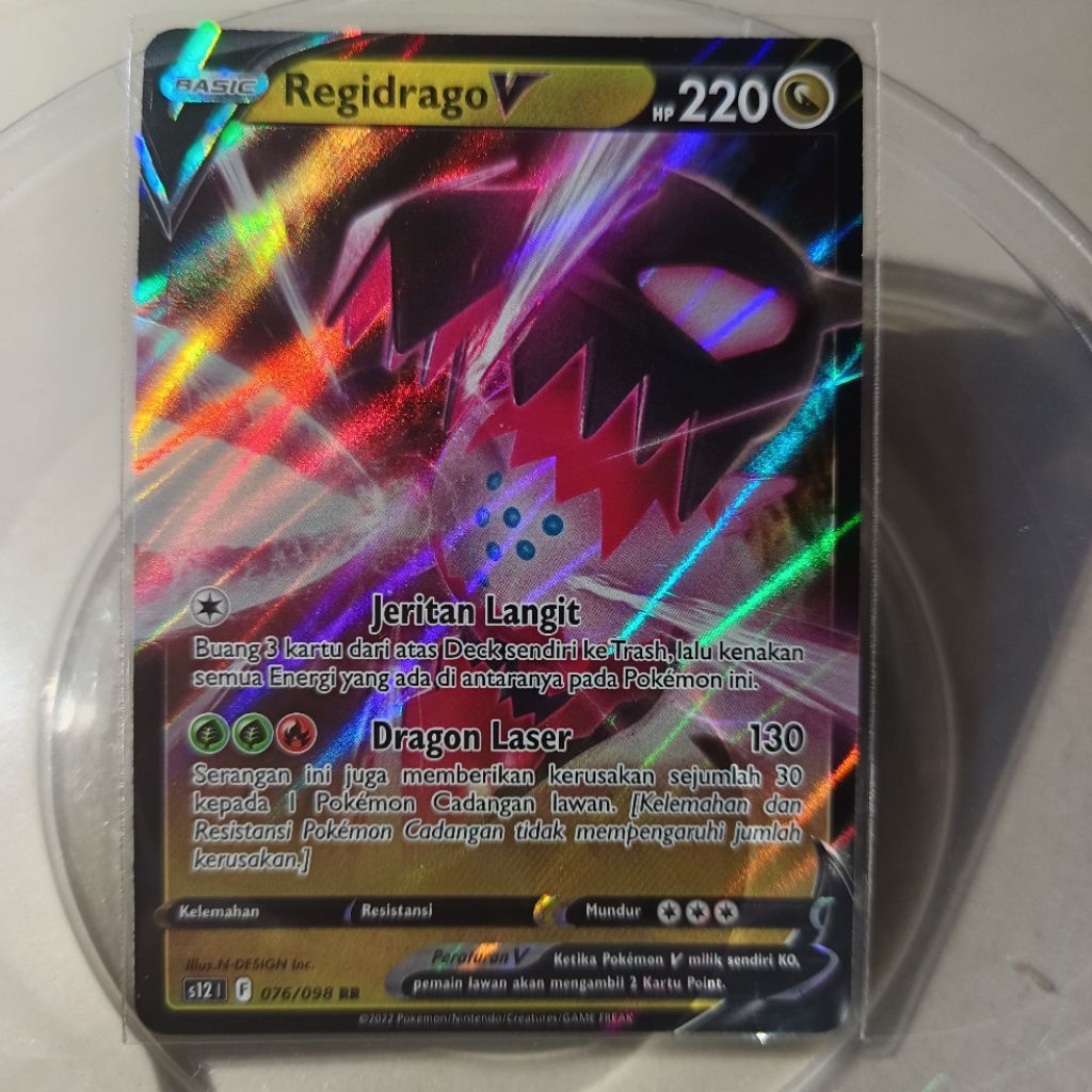 Regidrago V S12 076/098 RR Kartu Pokemon TCG Indonesia Original Card NM Condition Pemicu Paradigma