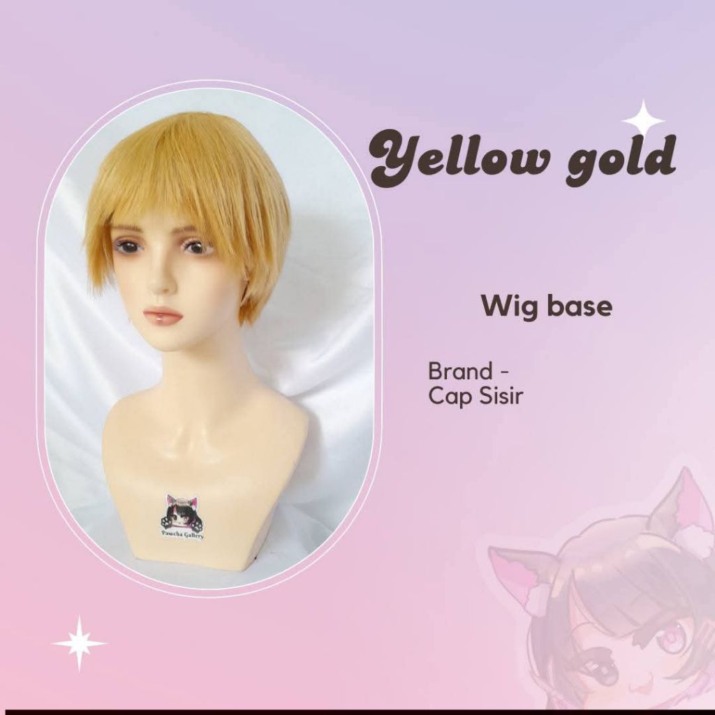wig base wig yellow gold eig cosplay