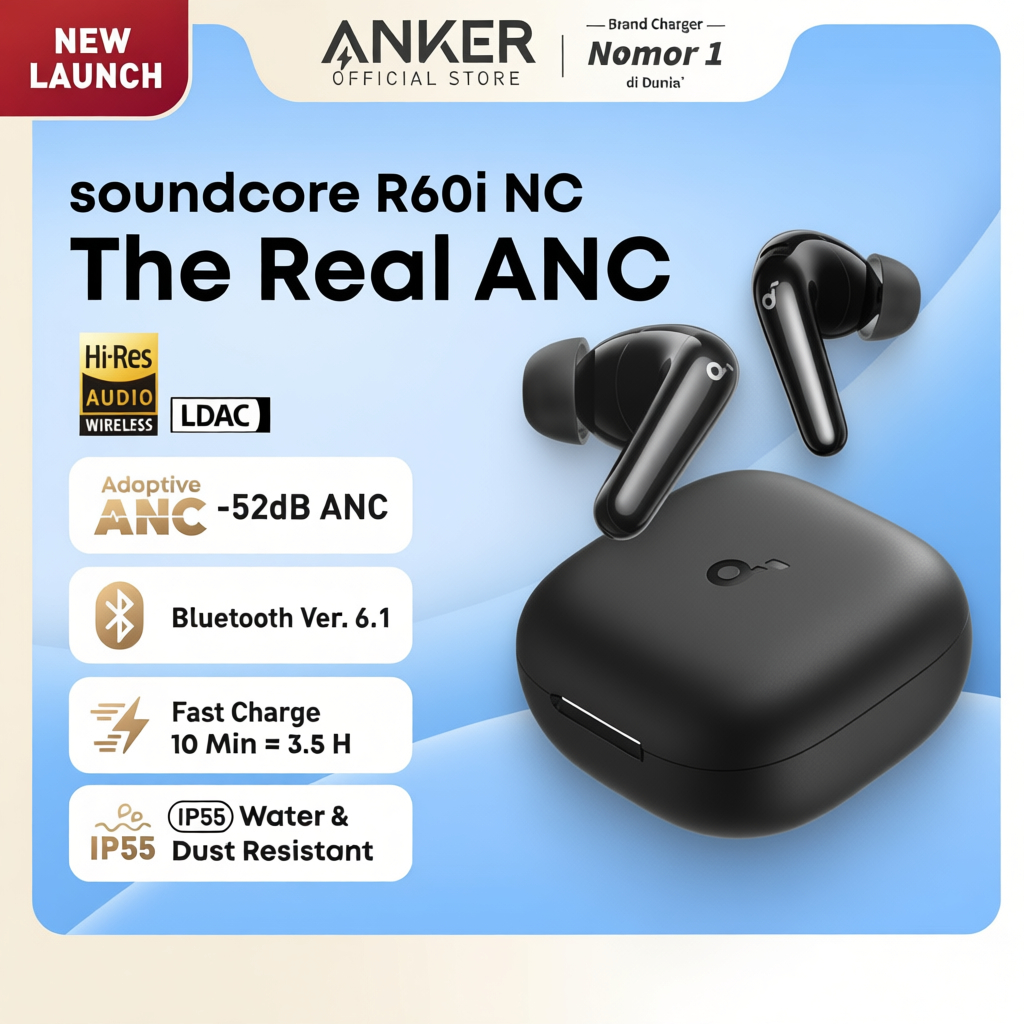 Earphone Nirkabel Soundcore R60i NC - Hitam