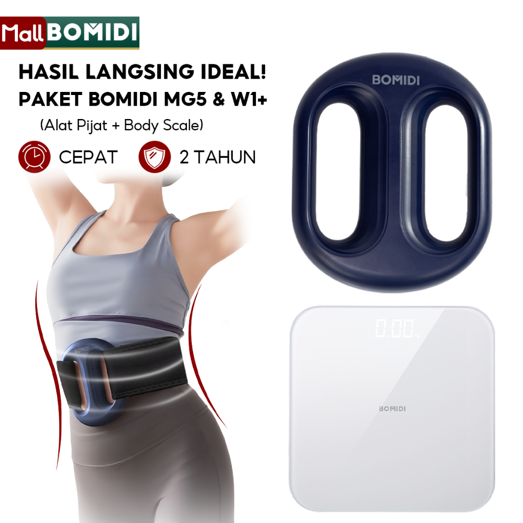 [Double Ring] BOMIDI Paket Lengkap Body Management Alat Pijat Getar MG5 (5+3 Mode) + Smart Scale W1+
