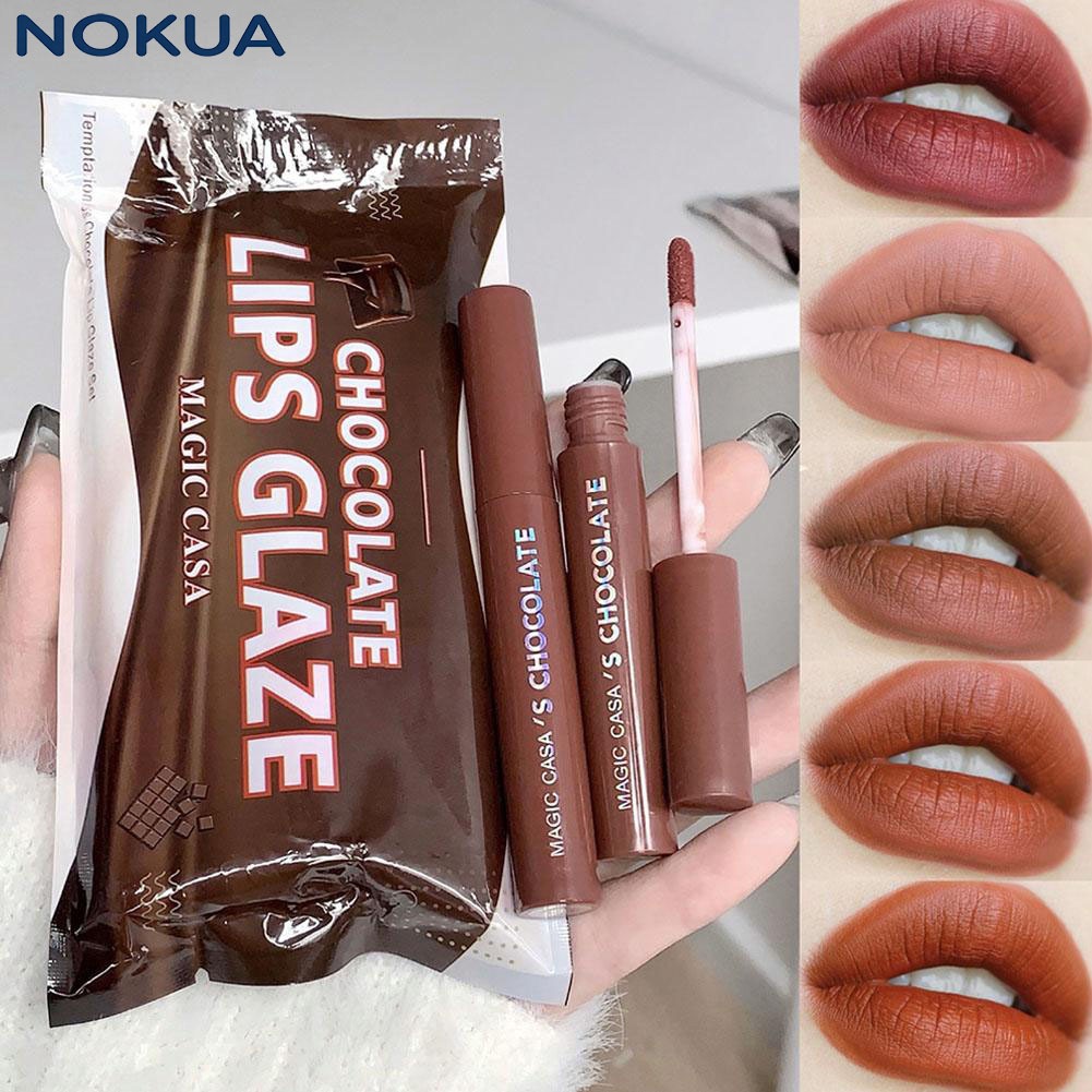 5Pcs/Set Paket Lipstik Matte Cokelat - Lipstik Matte Anti Air Tahan Lama Yang Tidak Luntur,  Lipstic