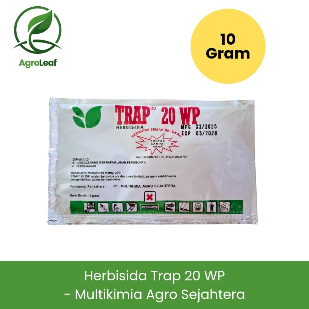 HERBISIDA TRAP 20 WP - MULTIKIMIA AGRO SEJAHTERA (10 GR) | Obat Gulma Daun Lebar Padi Gogo Lahan Kos