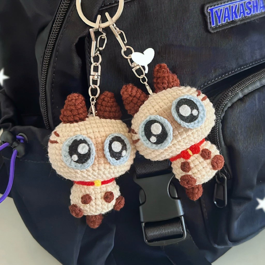 Amigurumi crochet siamese cat keychain boneka gantungan kunci