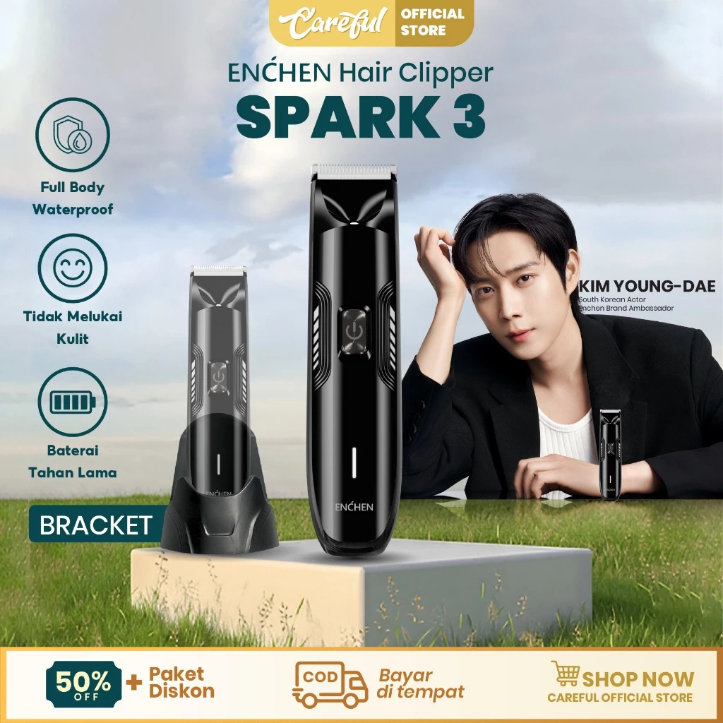 New Enchen Spark 3 Upgraded Body Trimmer Professional Hair Clipper Alat Cukur Rambut IPX7 WaterProof