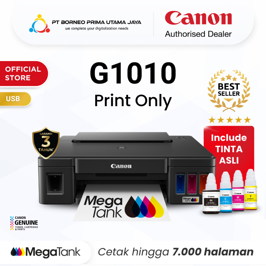 Canon G1010 Ink Tank Printer - Print Only USB - Original & Garansi 3 Tahun - Pengganti iP2770