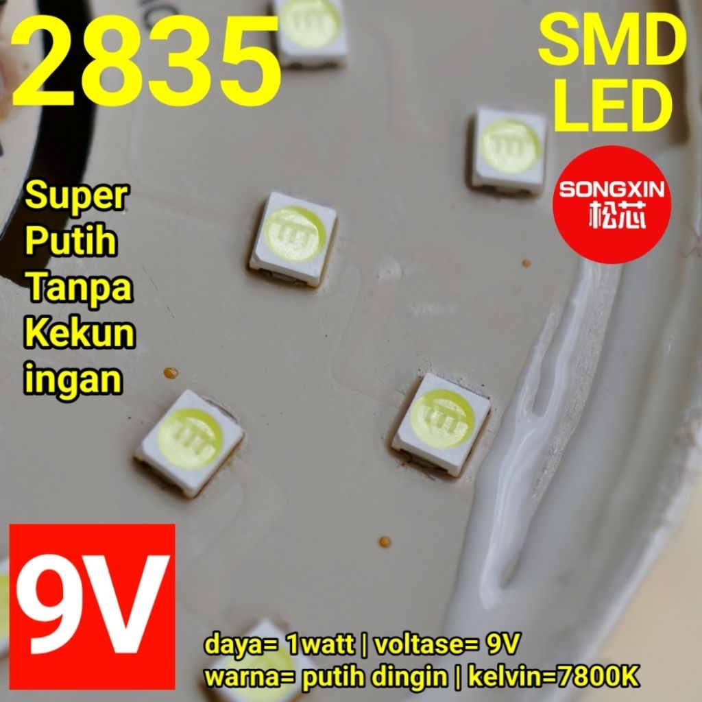 LED SMD 2835 CW 9V 1 WATT SUPER PUTIH COOL TANPA KEKUNINGAN UNTUK LED AC BM BMX DMC ACR DLL
