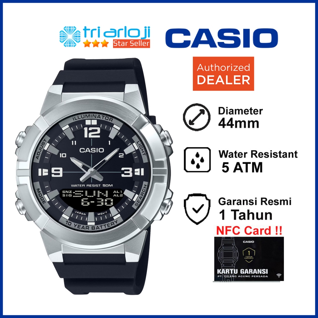 Casio General AMW-870-1AVDF Jam Tangan Pria Karet AMW-870-1A AMW870 AMW 870 1AVDF