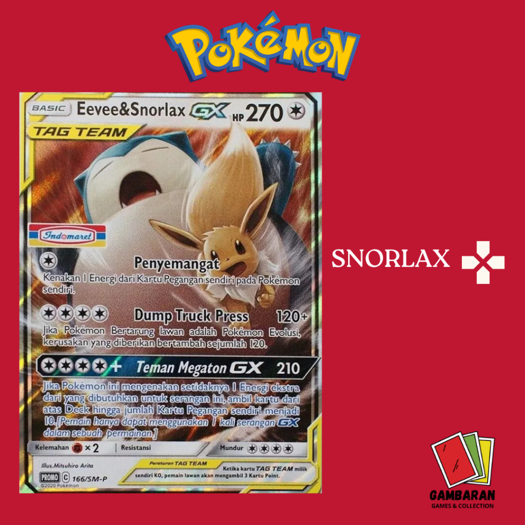 Eevee & Snorlax GX Promo Indomaret 166/SM-P Kartu Pokemon Indonesia TCG