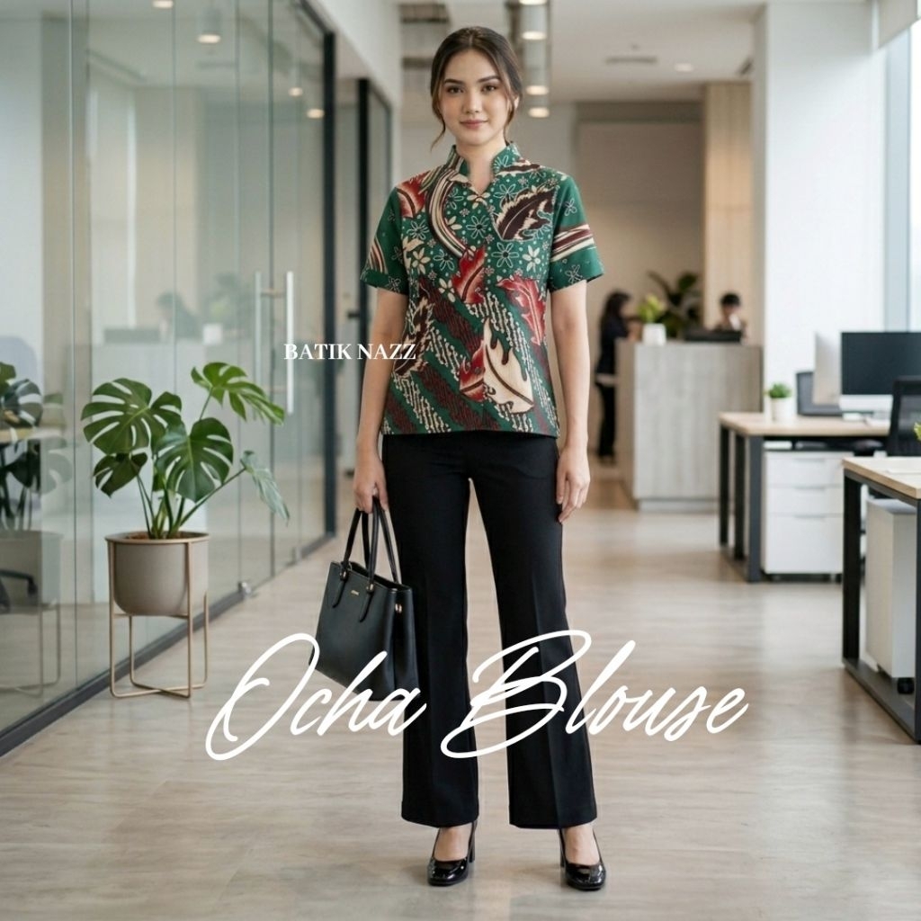 Blouse Batik Kerja Batik Wanita Kantoran - Ocha Blouse