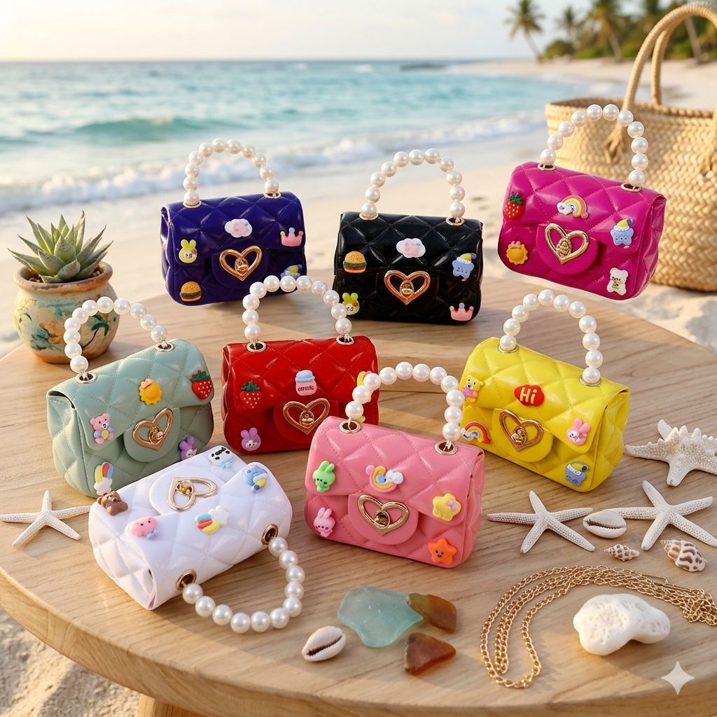 Tas Selempang Jelly Mini Anak Perempuan Lucu Desain Manik Manik Warna Warni