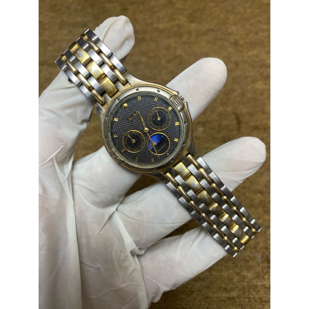 ALBA Vintage Moonphase Jam Tangan Klasik Bahan Kondisi Off