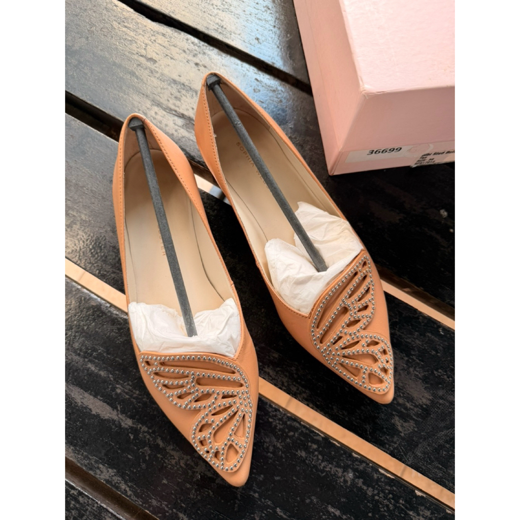 ORIGINAL Sophia Webster bibi stud butterfly flat in tan size 36 Preloved