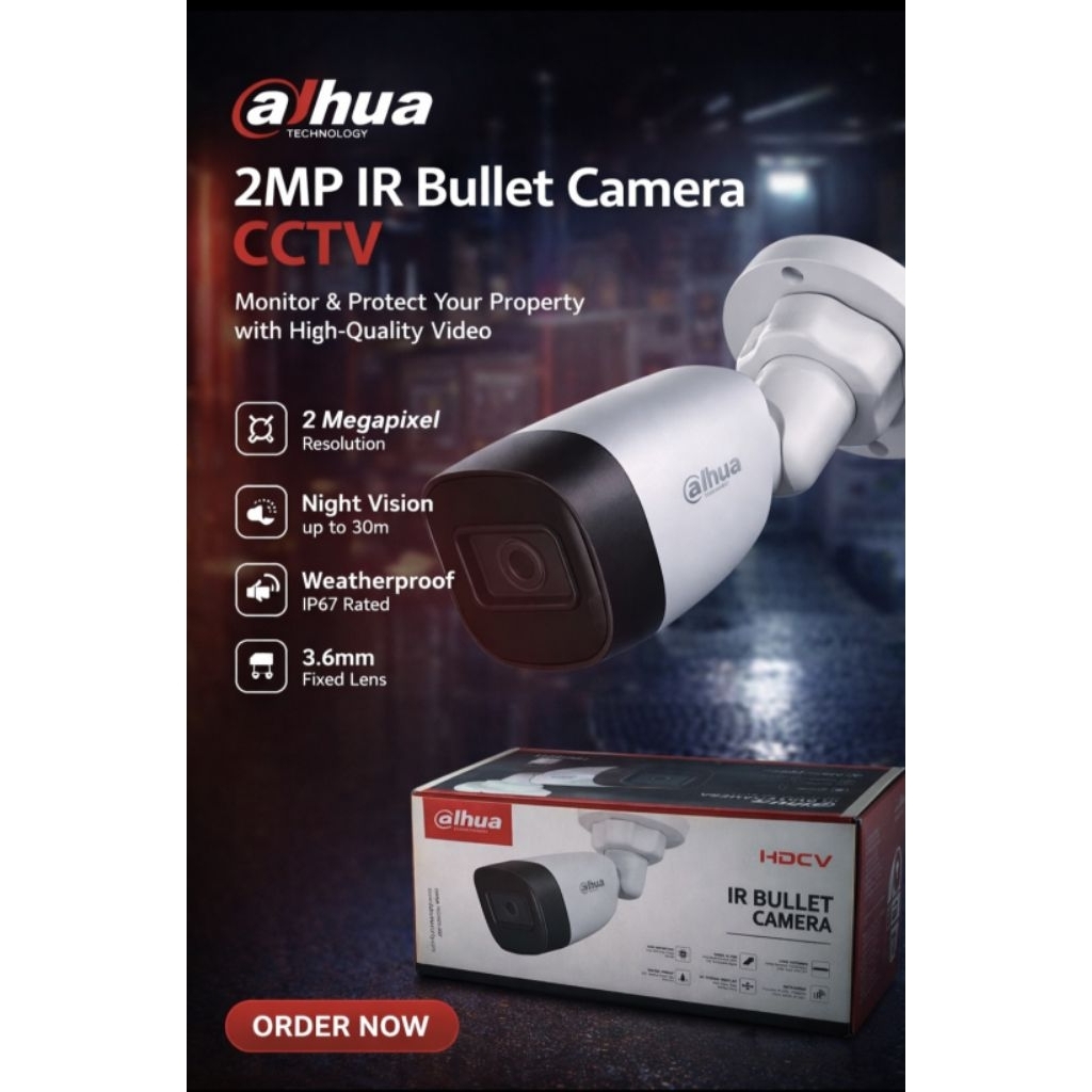 Kamera CCTV Outdoor Dahua 2MP - Night Vision, Infra 20m, Lensa 3.6mm